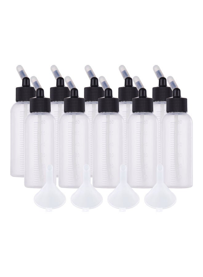 Generic 10-Piece Airbrush Paint Bottle Jars With 4 Funnel Scale Line Set Transparent - Image 1