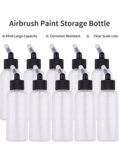Generic 10-Piece Airbrush Paint Bottle Jars With 4 Funnel Scale Line Set Transparent  - Image 2