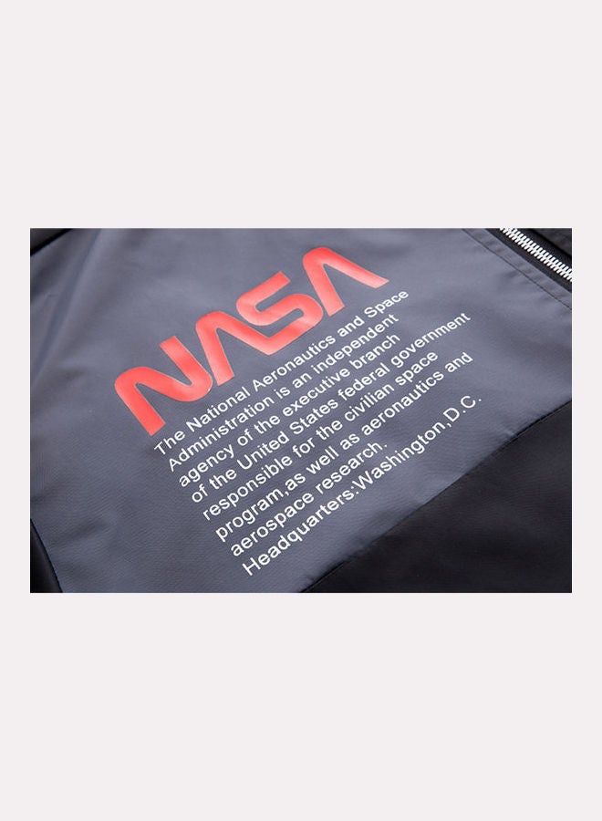 Jacket Pilot Casual Coat Astronaut Overall Zipper Closure Stand Collar Rib Bottom Hem Light Grey  - Image 3
