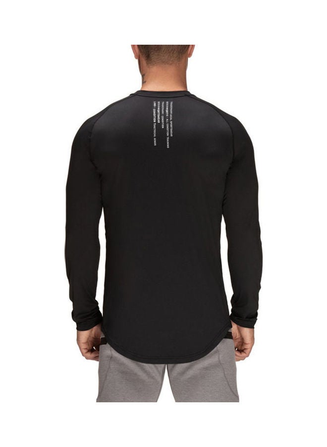 Long Sleeve T-Shirt With Crew Neck Pullover Black  - Image 5