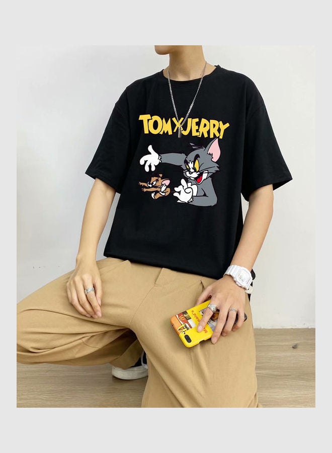 Cartoon Printed T-Shirt Black - v1606412012/N42603982V_2