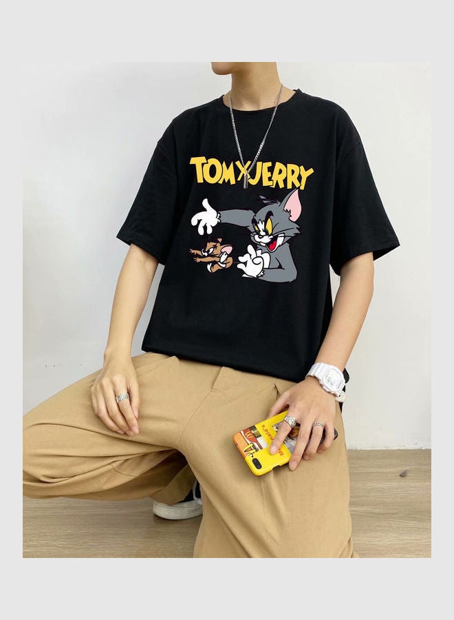 Cartoon Printed T-Shirt Black - Image 2