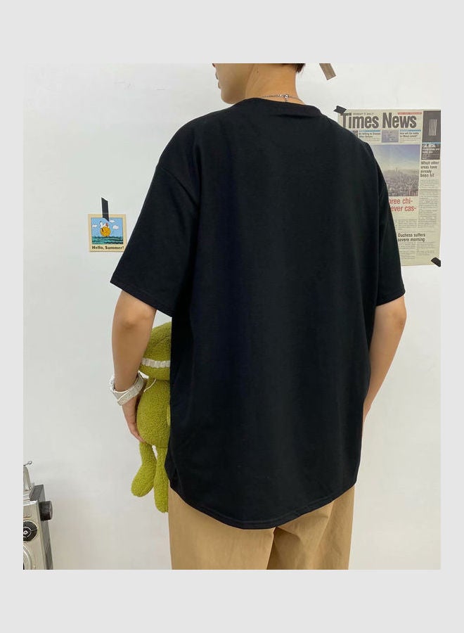 Cartoon Printed T-Shirt Black - Image 3