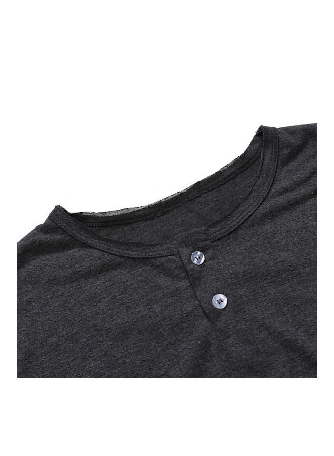 Fashion Simple Short Sleeve Cotton Blend Pullover Slim T-Shirt black - Image 3