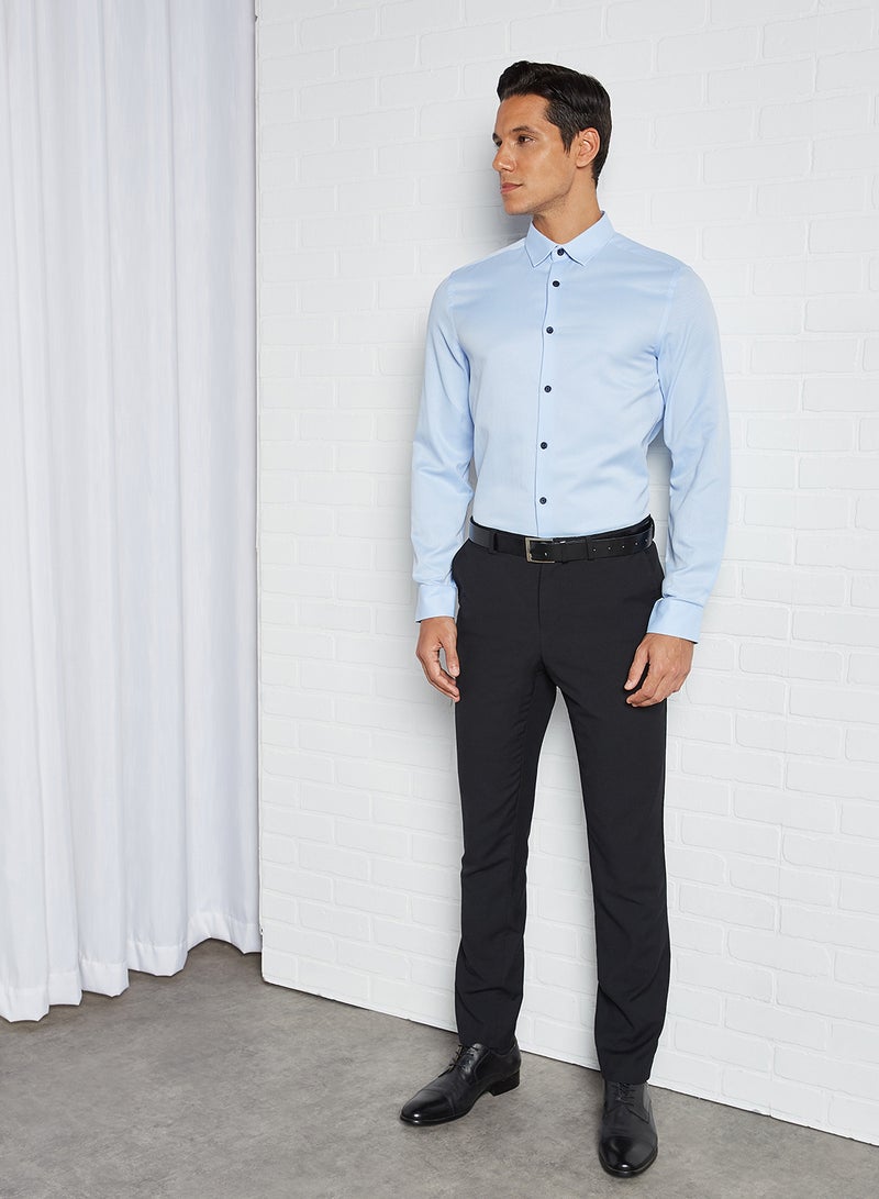 Solid Collared Neck Shirt Lblue - v1606415237/N41380718V_3