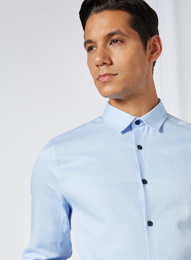 Solid Collared Neck Shirt Lblue - v1606415237/N41380718V_4