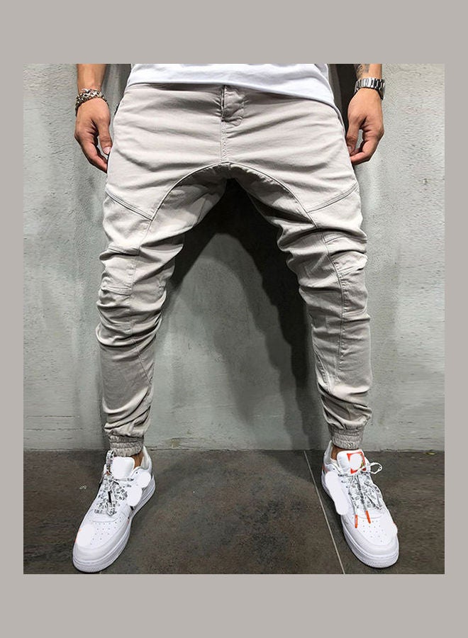 Hip Hop Style Fashion Side Zipper Casual Pants creamy-white - Image 4