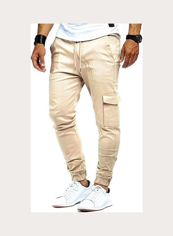 Slim Fit Urban Ankle Banded Casual Pencil Jogger Sports Pants light yellow  - Image 1