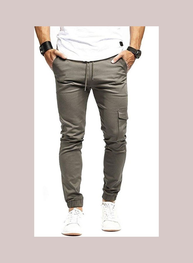 Slim Fit Urban Ankle Banded Casual Pencil Jogger Sports Pants light yellow  - Image 5
