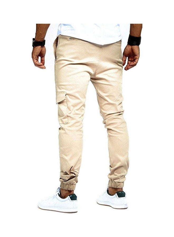 Slim Fit Urban Ankle Banded Casual Pencil Jogger Sports Pants light yellow  - Image 2