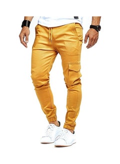 Ankle Banded Casual Pencil Pants Yellow