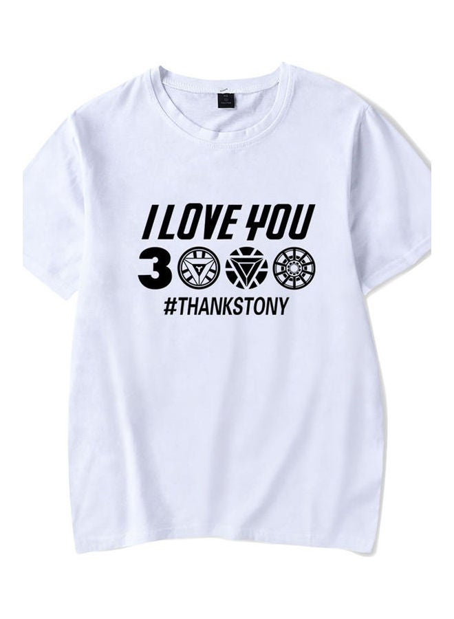 Summer I Love You 3000 Letters Printed Casual Round Collar Fashion T-shirt white  - Image 1