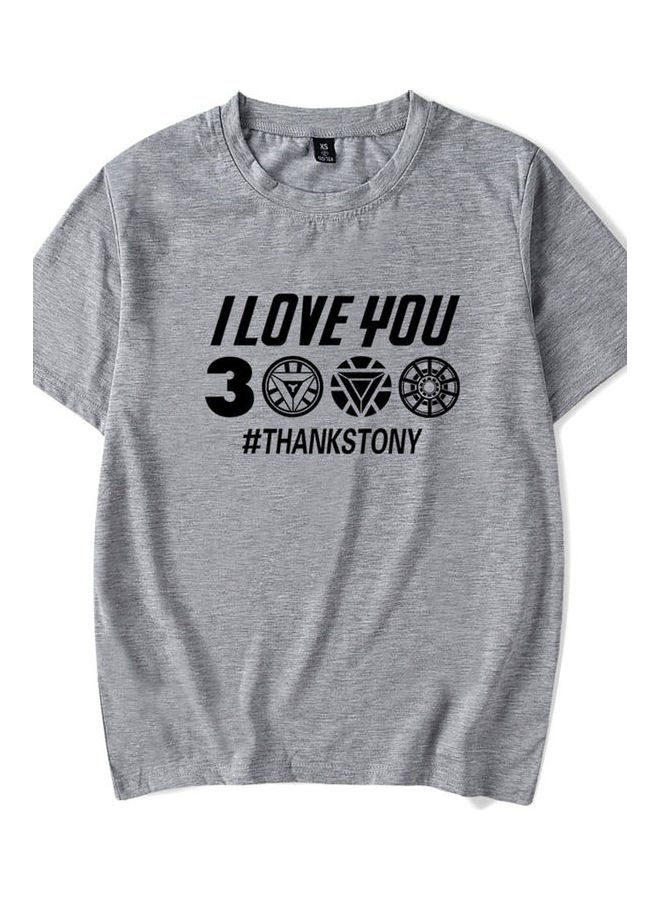 Round Neck Printed T-Shirt Grey  - Image 1