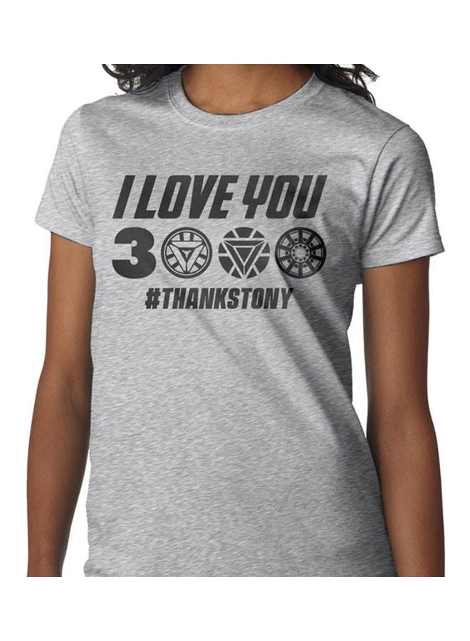 Round Neck Printed T-Shirt Grey  - Image 2