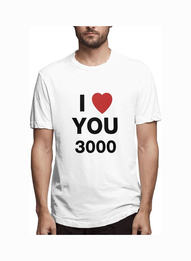 I Love You 3000 Fashion Letters Printing Unisex Short Sleeve T-shirt white - Image 1