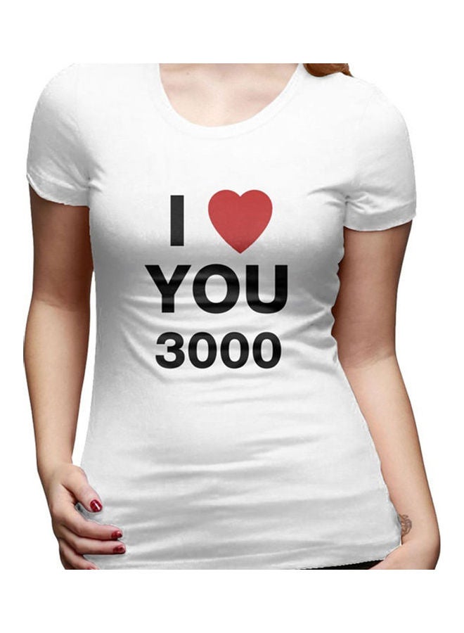 I Love You 3000 Fashion Letters Printing Unisex Short Sleeve T-shirt white - Image 2