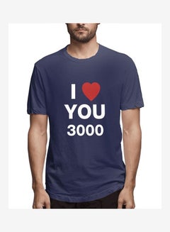 I Love You 3000 Fashion Letters Printing Short Sleeve T-shirt navy blue