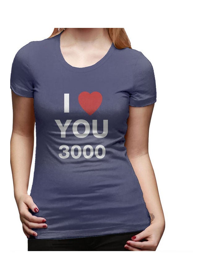 Generic - I Love You 3000 Fashion Letters Printing Short Sleeve T-shirt navy blue - Image 1