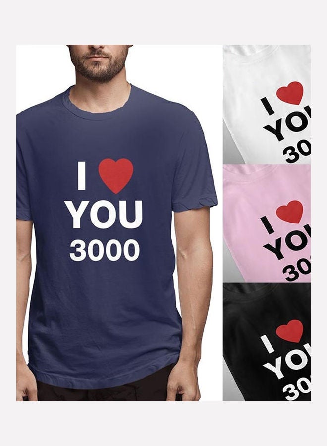 Generic - I Love You 3000 Fashion Letters Printing Short Sleeve T-shirt navy blue - Image 1