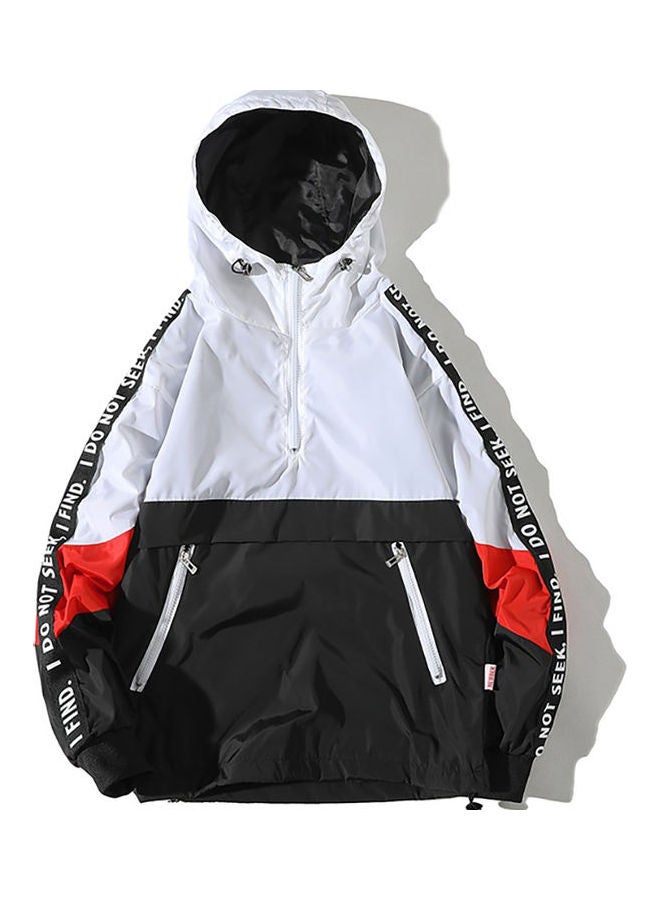 Spring Autumn Hooded Loose Large Size Pockets Jacket Coat white  - Image 1