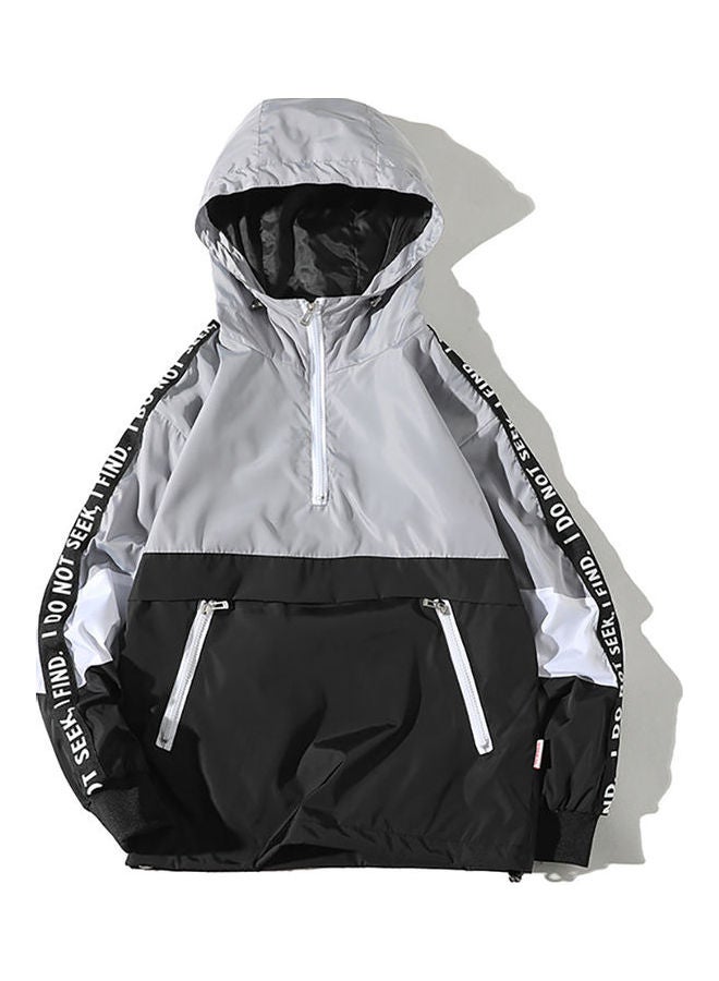 Spring Autumn Hooded Loose Large Size Pockets Jacket Coat white  - Image 4