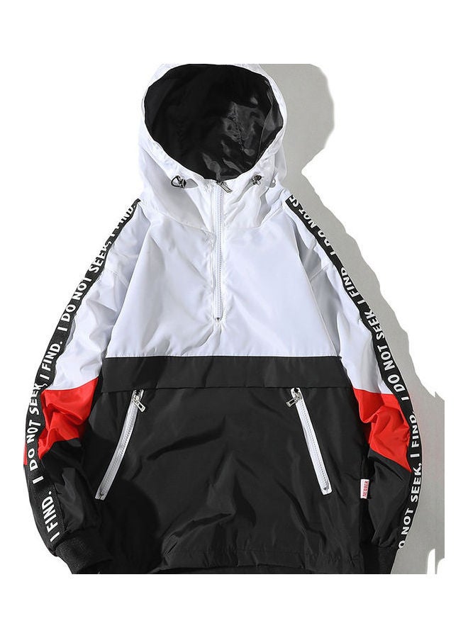 Spring Autumn Hooded Loose Large Size Pockets Jacket Coat white  - Image 5