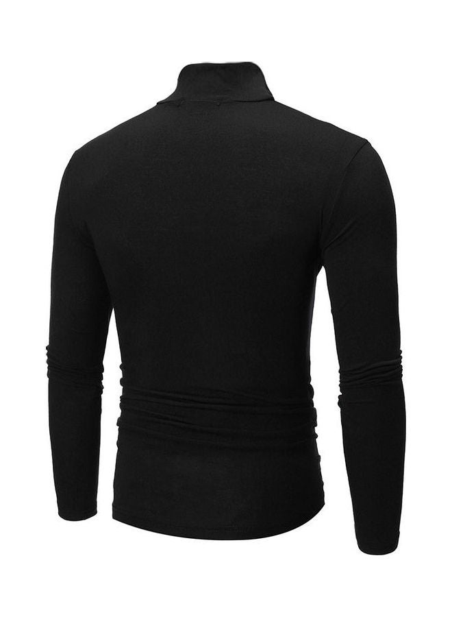 Pullovers Solid Color Long Sleeve High Collar All-Matching Tops blue - Image 4