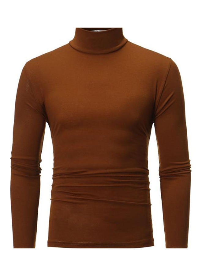 Pullovers Solid Color Long Sleeve High Collar All-Matching Tops blue - Image 5