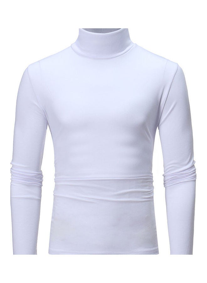 Pullovers Solid Color Long Sleeve High Collar All-Matching Tops blue - Image 2
