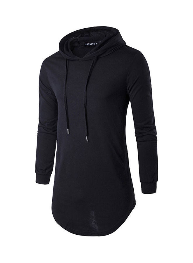 Fashion Hoodies Pure Color Long-Sleeved T-shirt black - Image 1