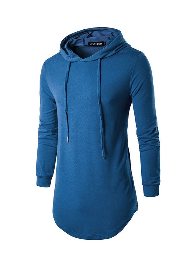 Fashion Hoodies Pure Color Long-Sleeved T-Shirt blue - Image 1