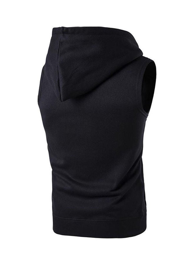 هودي من دون أكمان مزود بسحاب أسود - Image 2