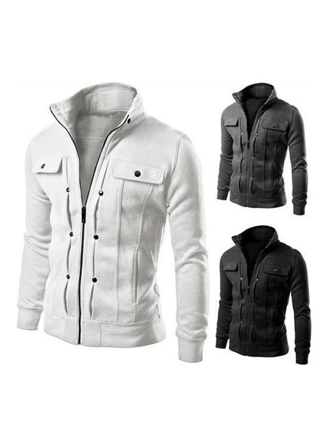 جاكيت ومعطف كاجوال بأكمام طويلة أبيض - Image 1