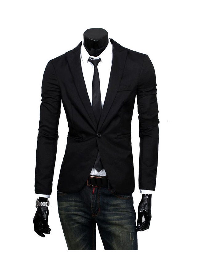 Casual Slim Long Sleeve Suit Coat Wear black  - Image 1