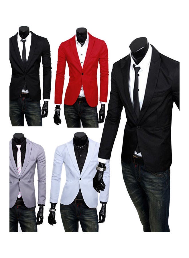Casual Slim Long Sleeve Suit Coat Wear black  - Image 4