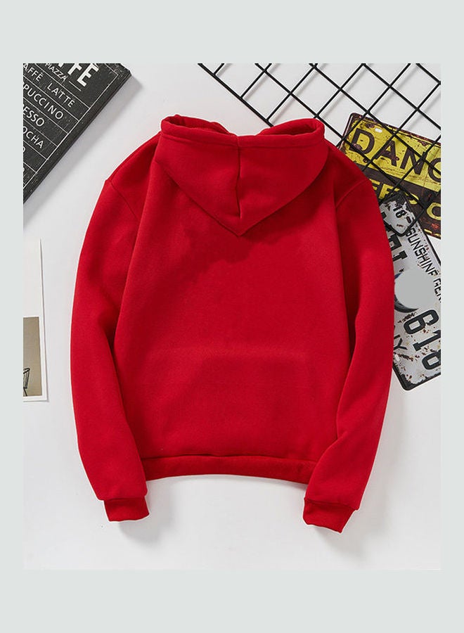 Generic - Couple Fleece Loose Thickened Long Sleeve Pocket Sweatshirts Hoodie red - Image 1