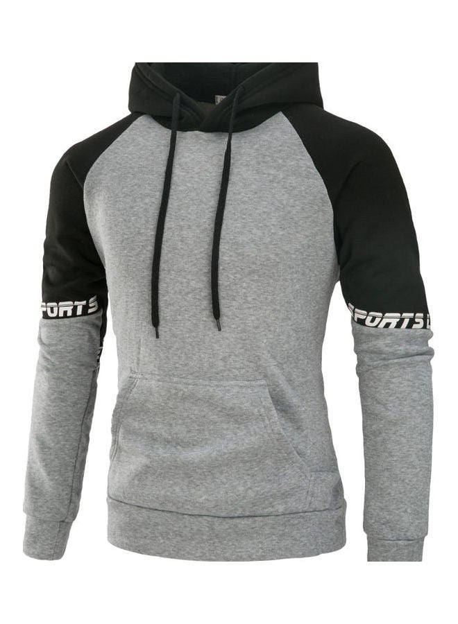 Long-Sleeved Hooded Sweater Black/Grey  - Image 1