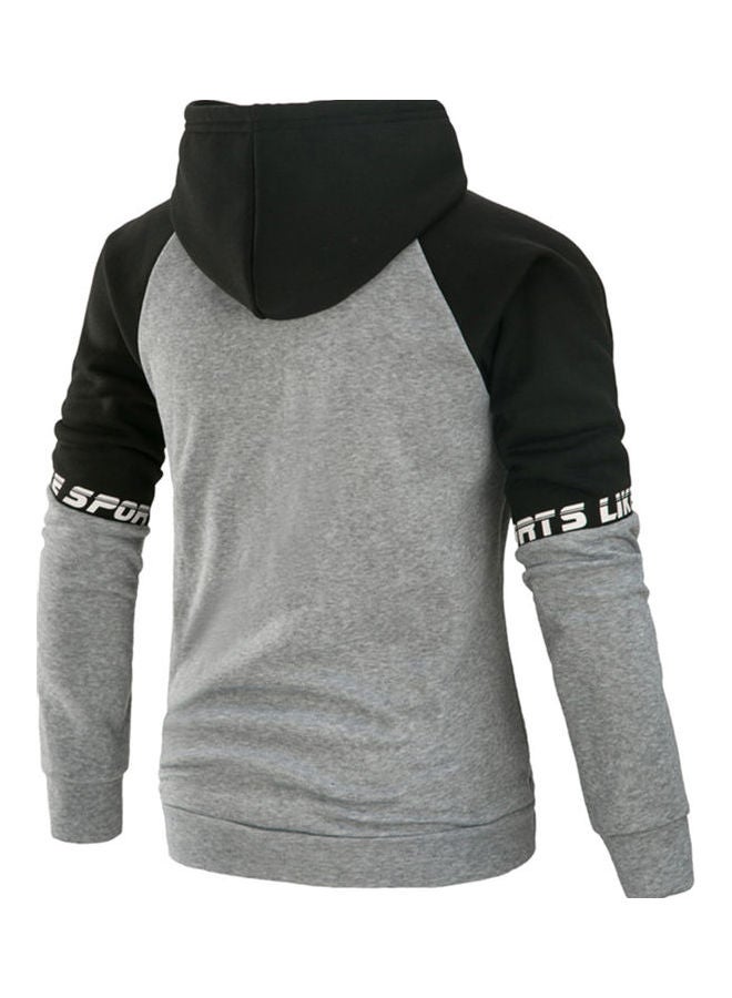 Long-Sleeved Hooded Sweater Black/Grey  - Image 2