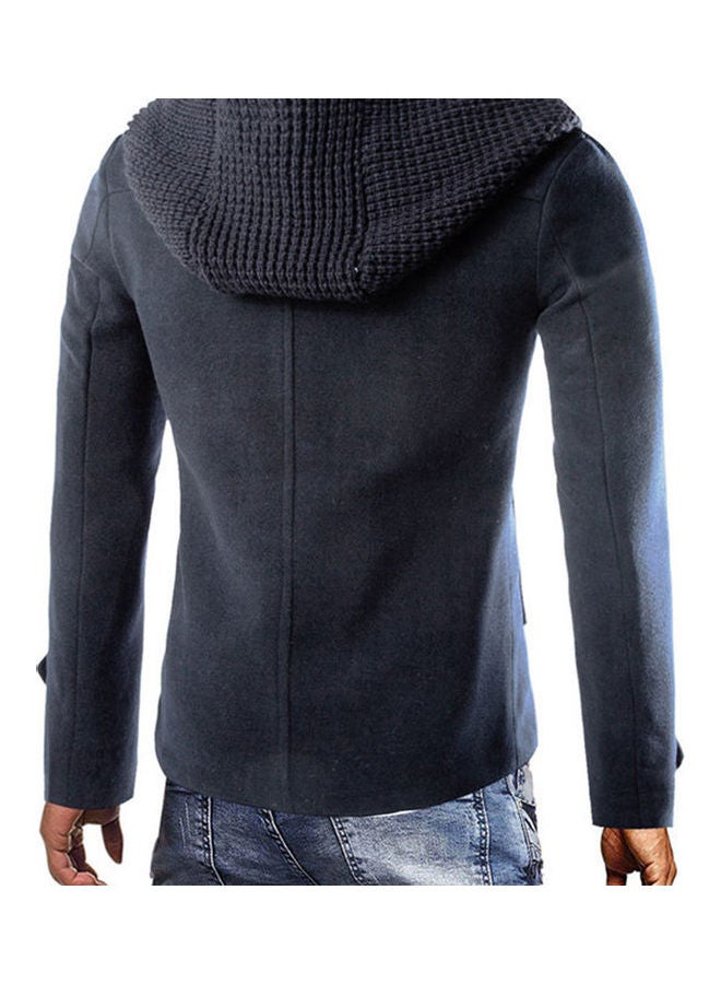 Woolen Hoodie Trench Coat Grey  - Image 5