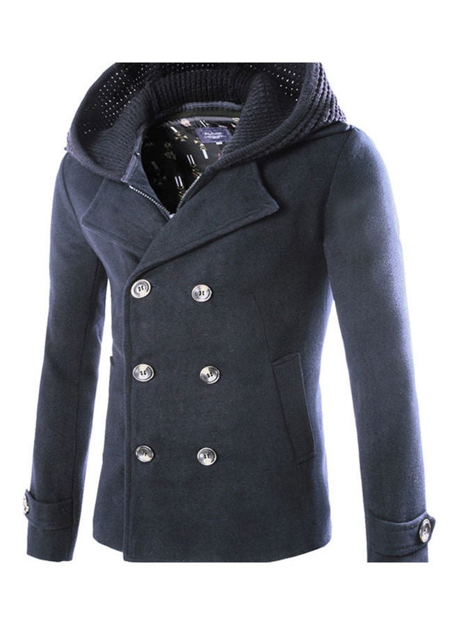 Woolen Hoodie Trench Coat Grey  - Image 1