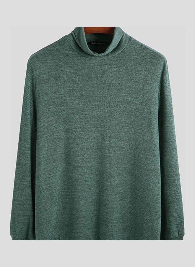 Generic Turtleneck Sweaters Plus Size Pullovers Solid Color Casual Top Autumn Knitwear Green  - Image 1
