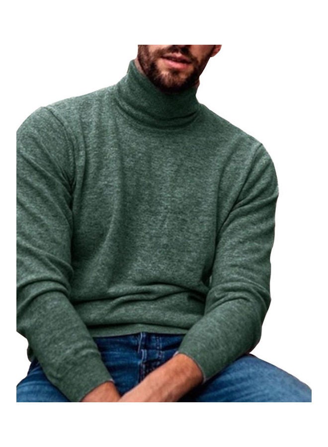 Generic Turtleneck Sweaters Plus Size Pullovers Solid Color Casual Top Autumn Knitwear Green  - Image 3