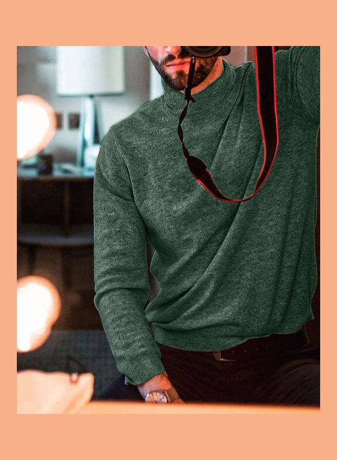 Generic Turtleneck Sweaters Plus Size Pullovers Solid Color Casual Top Autumn Knitwear Green  - Image 4