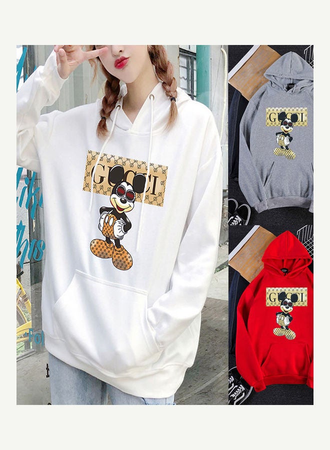 Cartoon Printed Hoodie Grey - Image 3