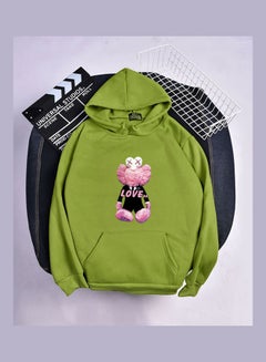 Generic Kaws Hoodie Sweatshirt Love Bear Cartoon Thicken Autumn Winter Loose Pullover Green  - Image 1