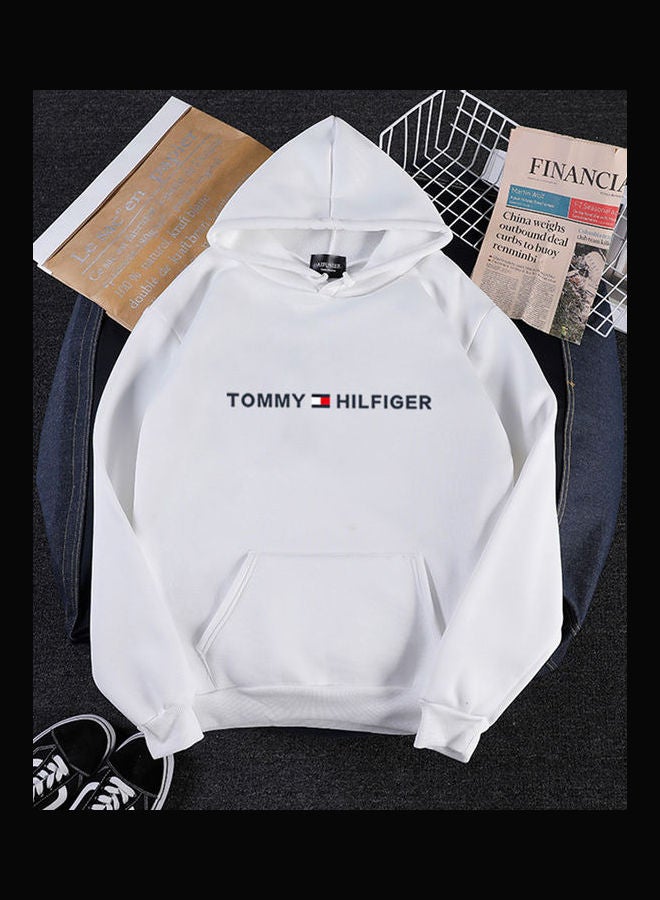 Printed Hoodie White  - Image 1
