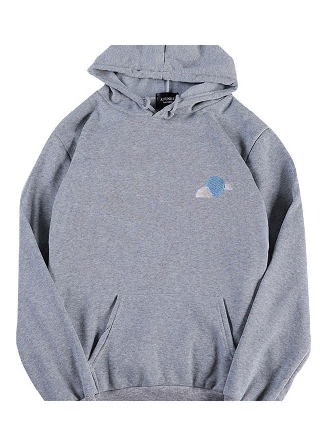 Cloud Printed Hoodie Sweatshirt Grey - Image 1