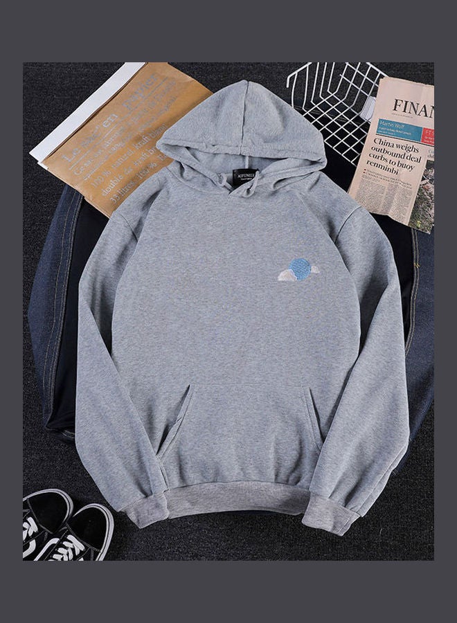Cloud Printed Hoodie Sweatshirt Grey - Image 2