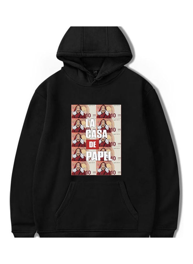 هودي بأكمام طويلة وتصميم فريد أسود - Image 1