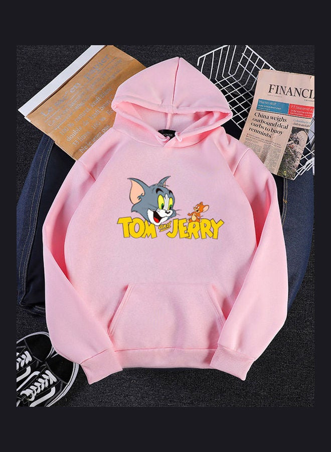 Tom And Jerry Printed Hoodie Pink - Image 1